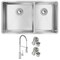 Elkay 18 Gauge SS 31-1/2" x 18-1/2" x 9" 60/40 Double Bowl Undermount Sink and Faucet Kit with Drain ECTRU32179RTFCC - alternate 1